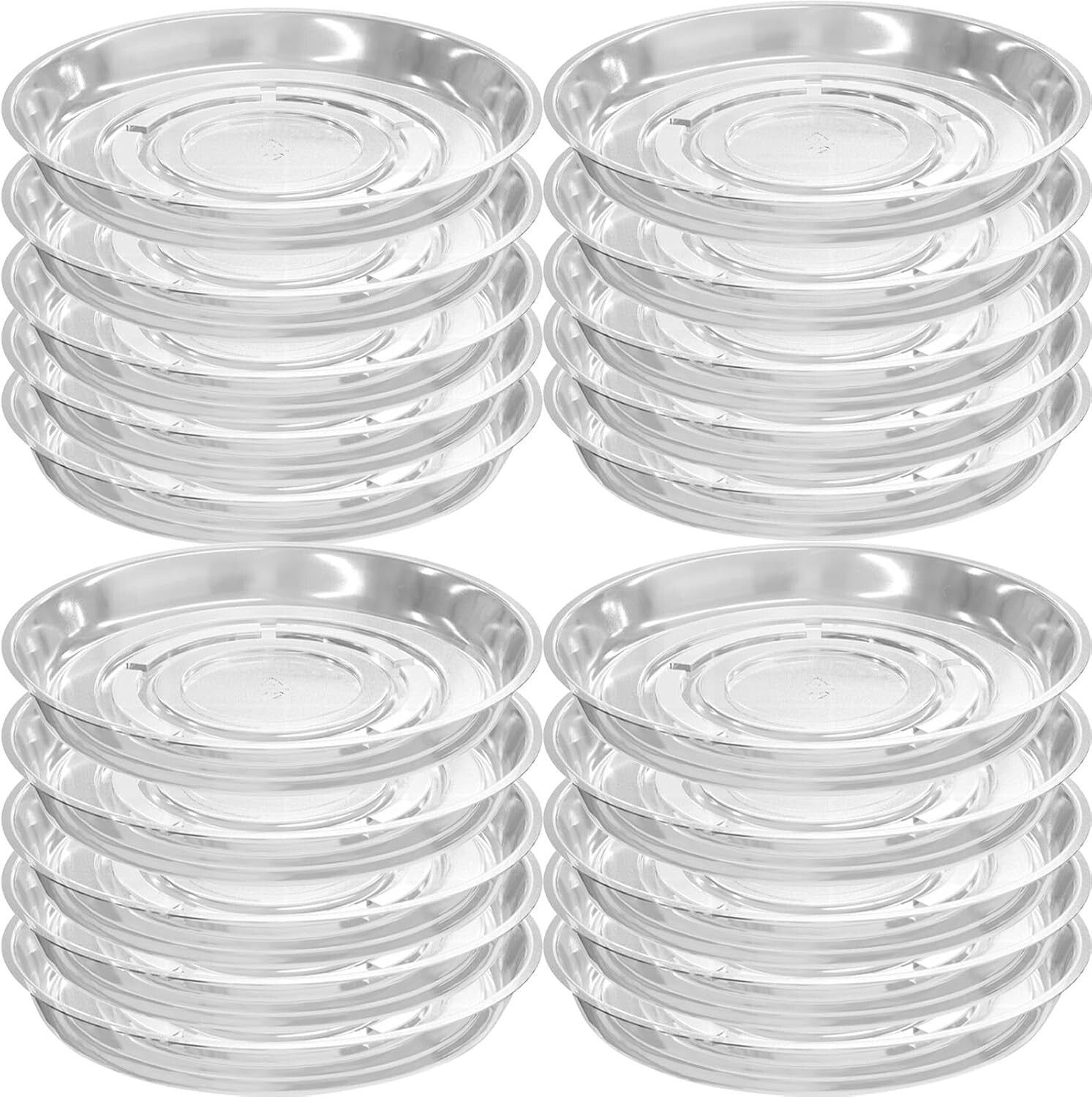 20-Pack Clear Plastic 20-Inch Plant Saucer Trays - Essential for Indoor Plants