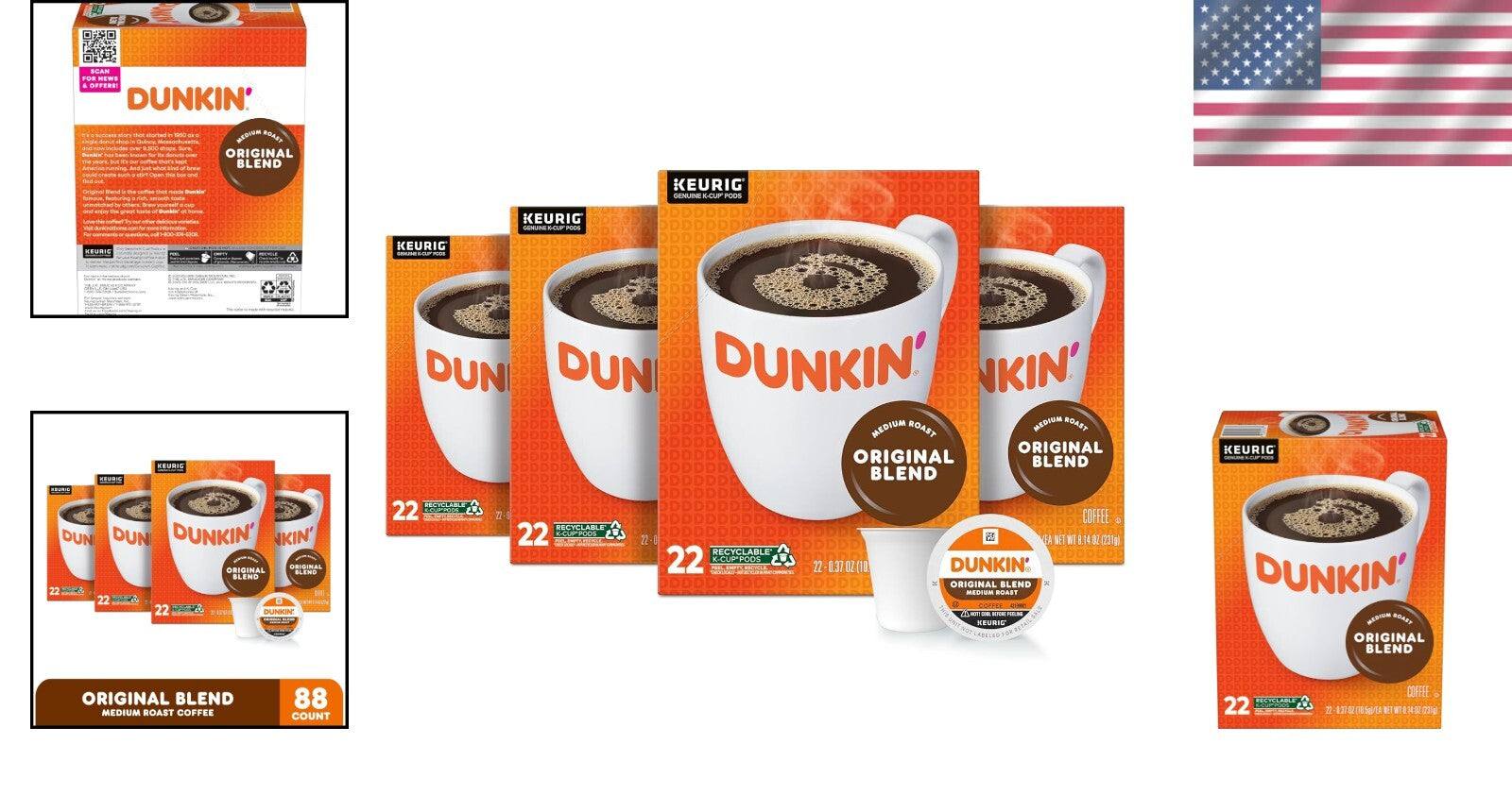 88 K-Cup Pods of Dunkin' Original Blend Medium Roast - Gourmet Coffee Experience
