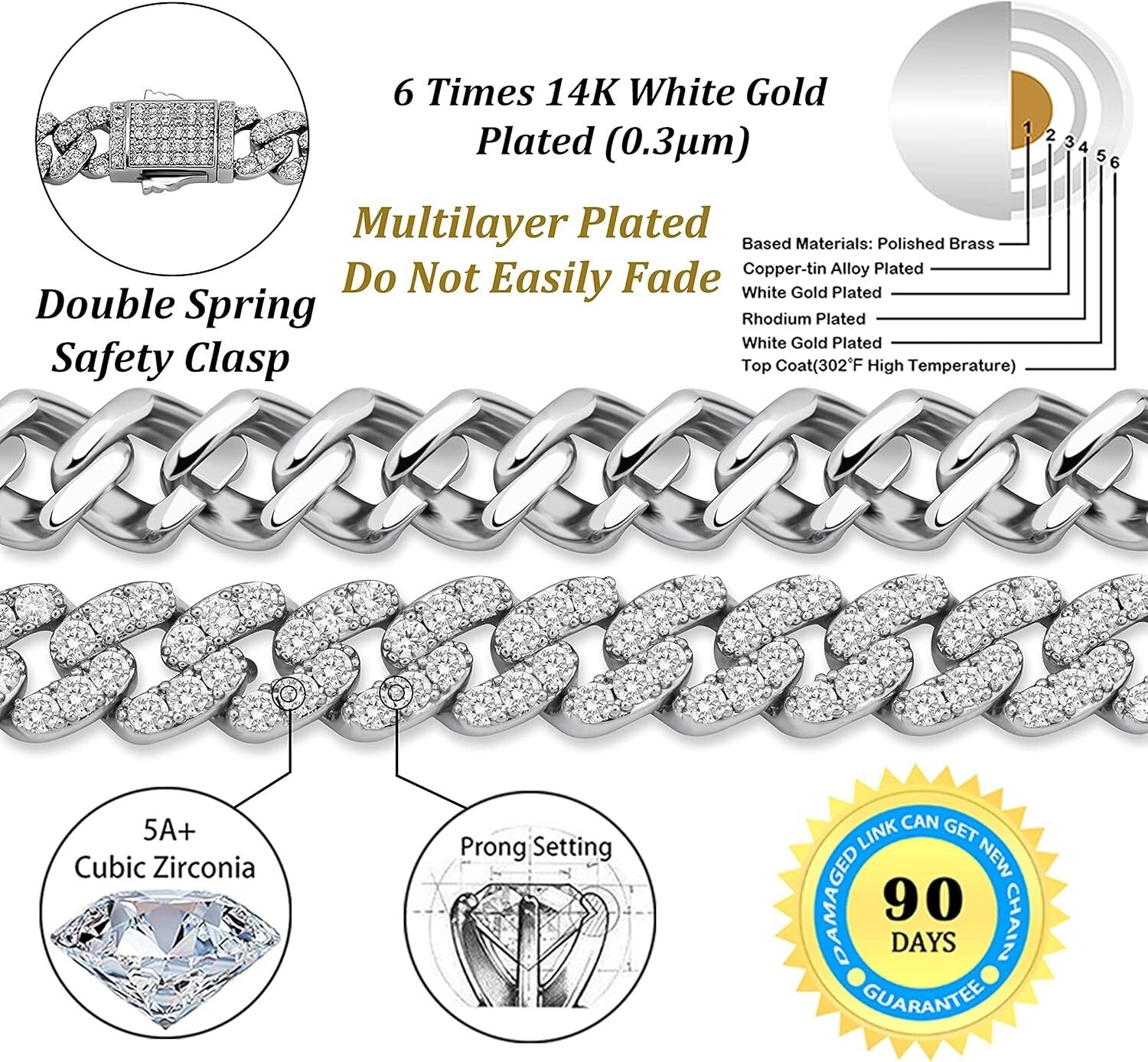 Chunky Cuban Link Anklet - 14K Gold 6x Plated with Sparkling Cubic Zirconia