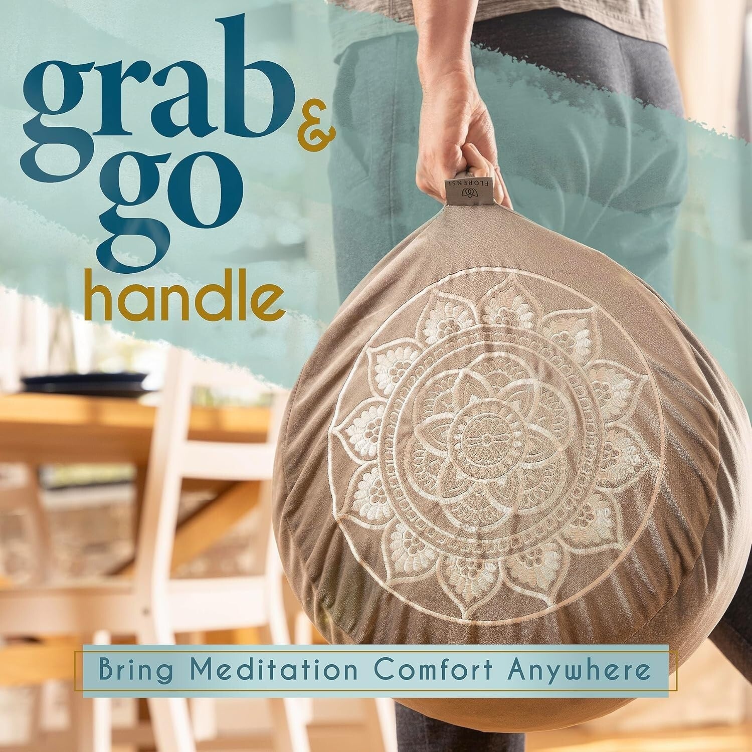 Premium Velvet Yoga Cushion with Posture Support - Beautiful Mandala Design