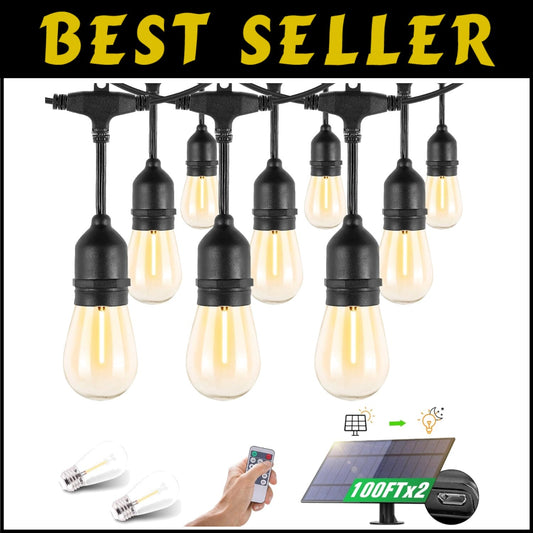Warm White Outdoor Solar String Lights - 30 Shatterproof Sockets, 5 Modes