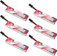 Load image into Gallery viewer, GNB 1S LiPo 6-Piece Set, 550mAh 3.8V Batteries for Racing Drones with Connectors