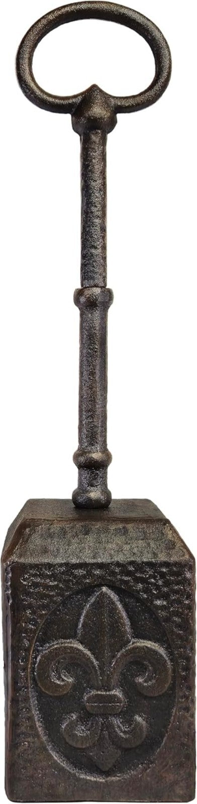 Durable Cast Iron Door Stopper with Adjustable Handle and Fleur de Lis Detailing