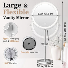 Load image into Gallery viewer, Rechargeable 9-Inch Vanity Mirror with 60 LEDs - Dimmable &amp; 3 Color Lights