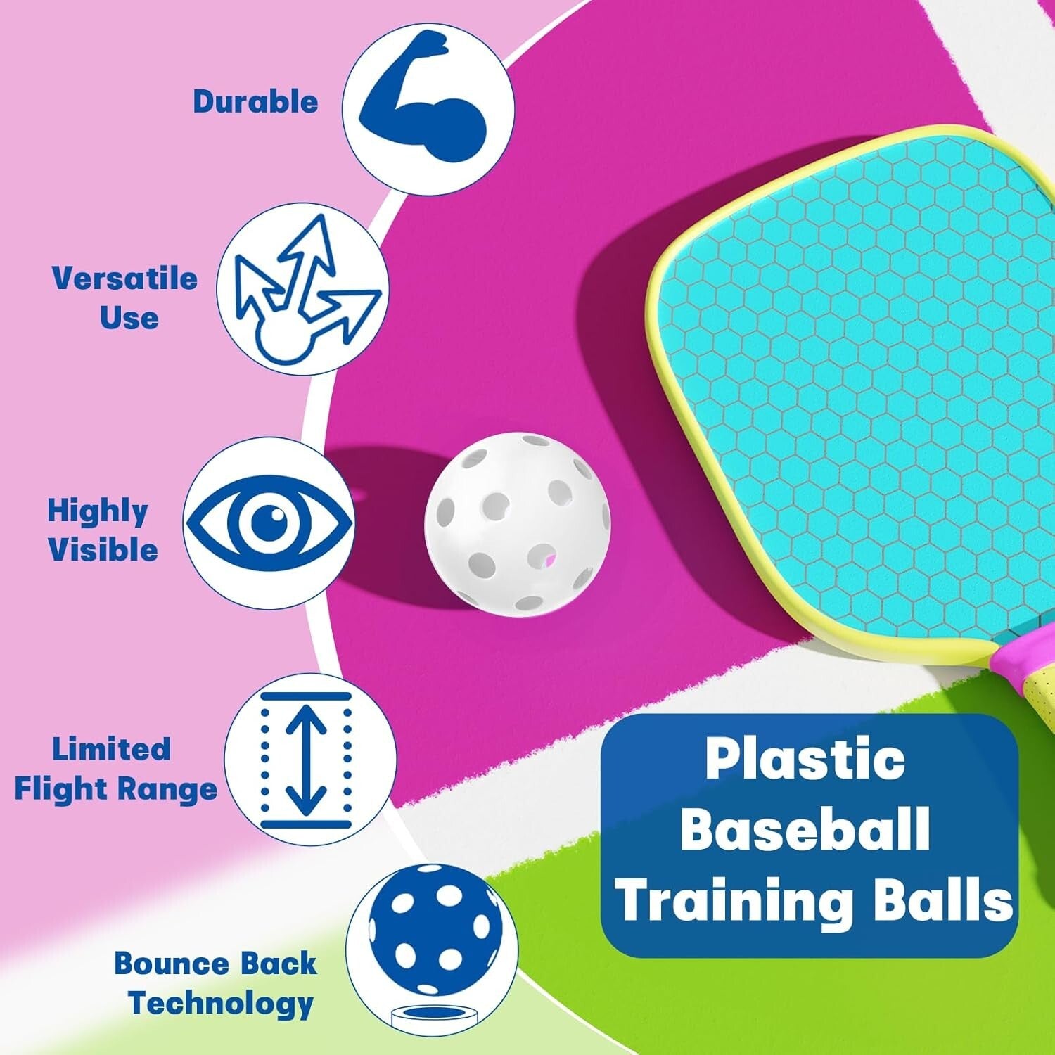 Durable Hollow Soft Baseballs with 26 Holes - 12/100 Pack for Skills Development