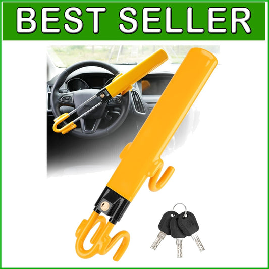 Adjustable Antitheft Steering Wheel Lock with 3 Keys - Bright Deterrent for Cars