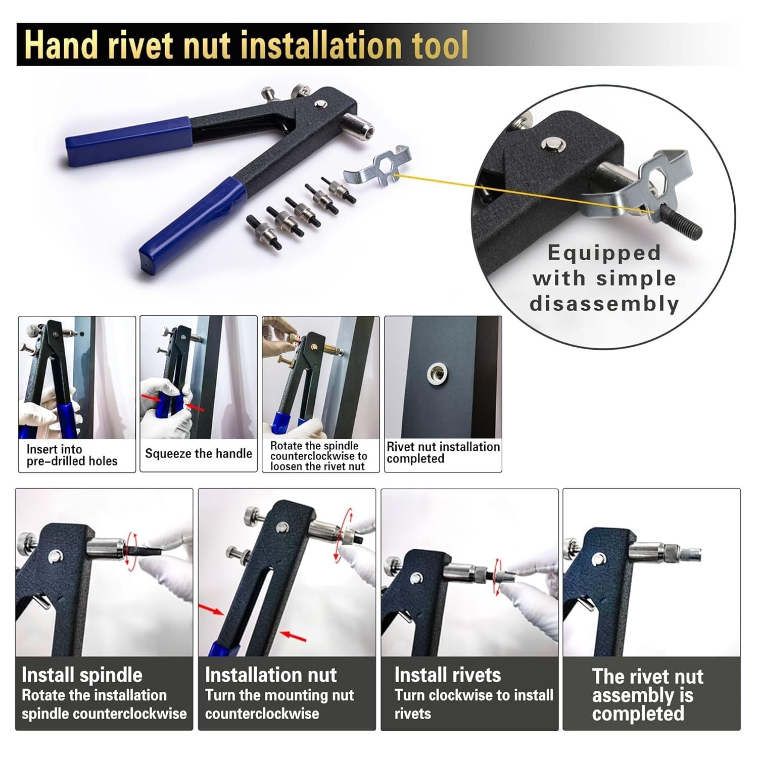 Lightweight 430PCS Rivet Nut Kit with Clear Storage Box - M3 to M8 Thread Sizes
