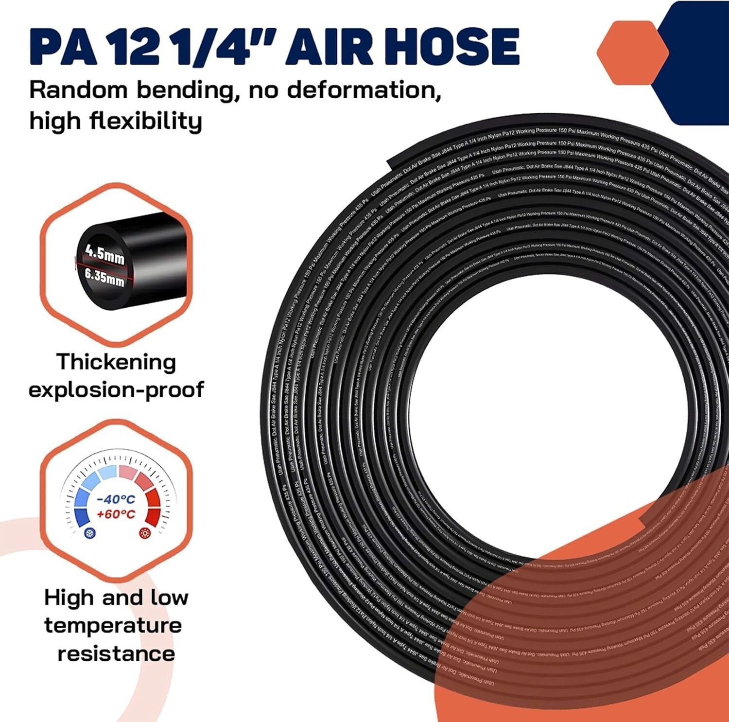 100 Feet 1/4" Air Line Tubing - Durable Nylon Hose for Extreme Conditions