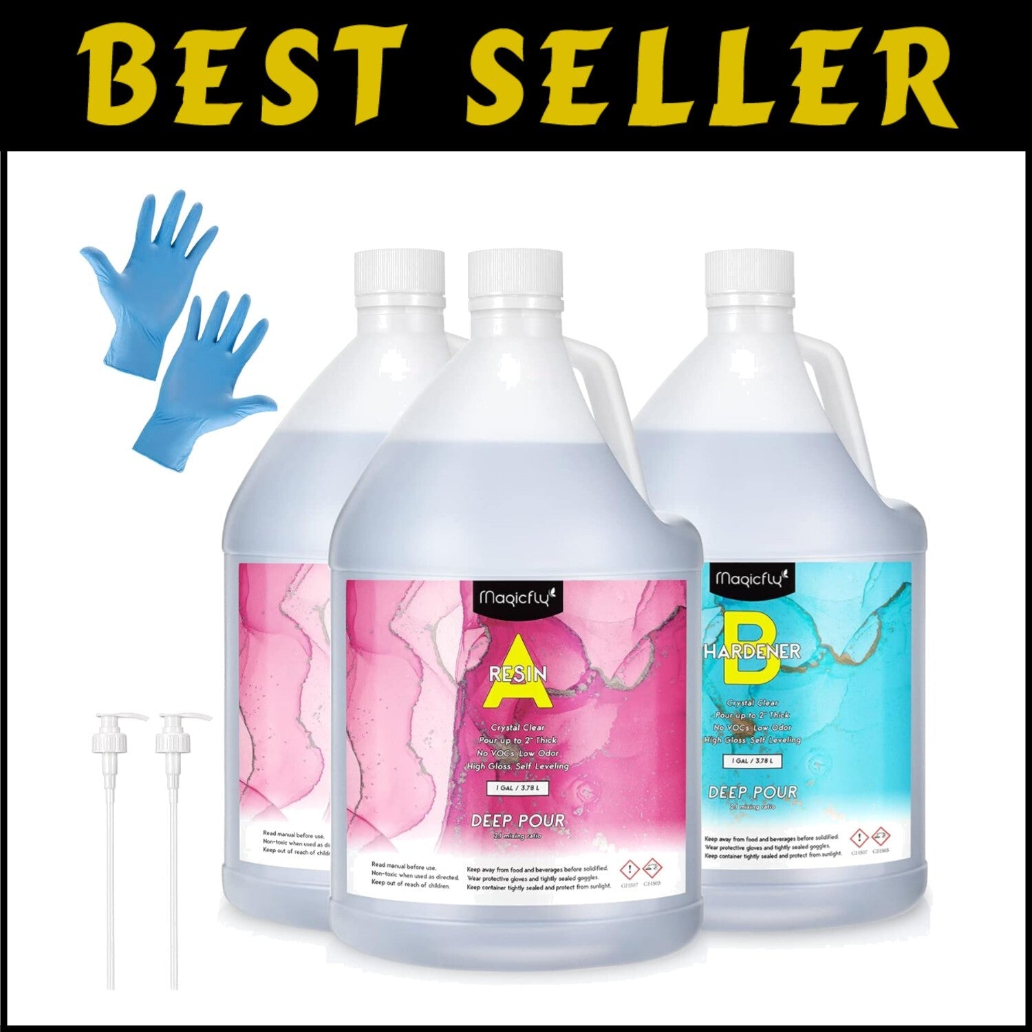 3 Gallon Crystal Clear Epoxy Resin Kit with Pump: Ideal for Art & Jewelry Making