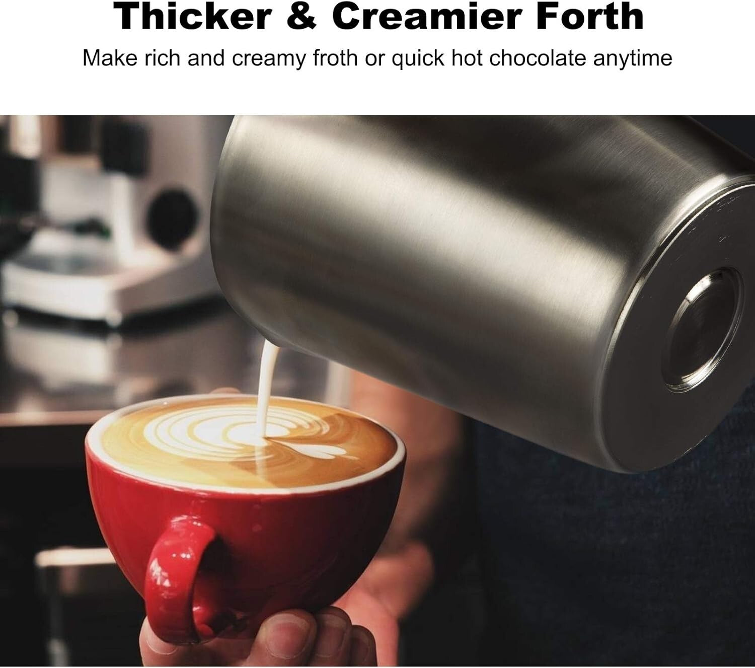 Stainless Steel Electric Milk Frother & Hot Chocolate Maker - 17oz Capacity