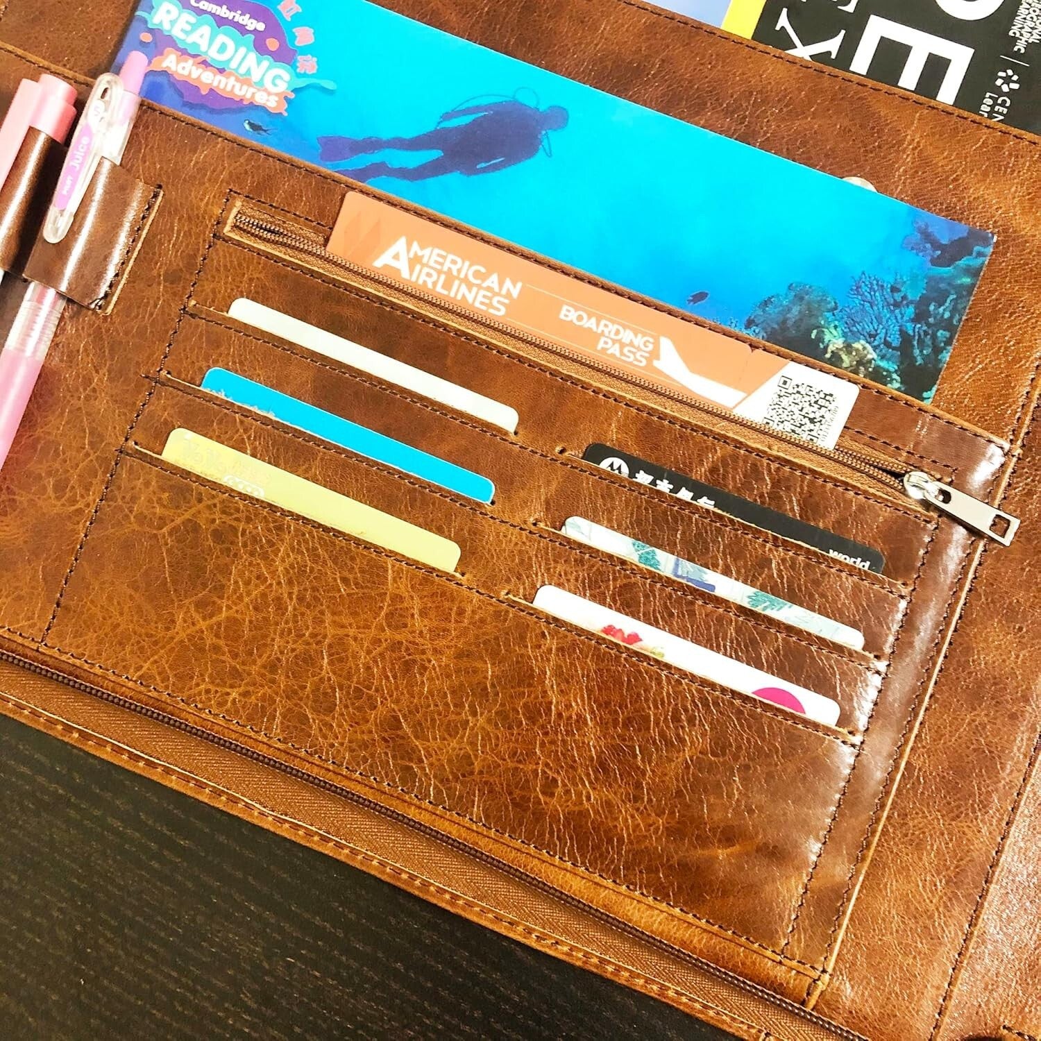 Elegant 7-Ring Check Binder Portfolio in Genuine Buffalo Leather - 600 Checks