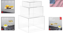 Load image into Gallery viewer, Set of 3 Crystal Clear Acrylic Cube Display Risers – Elegant Storage Solution