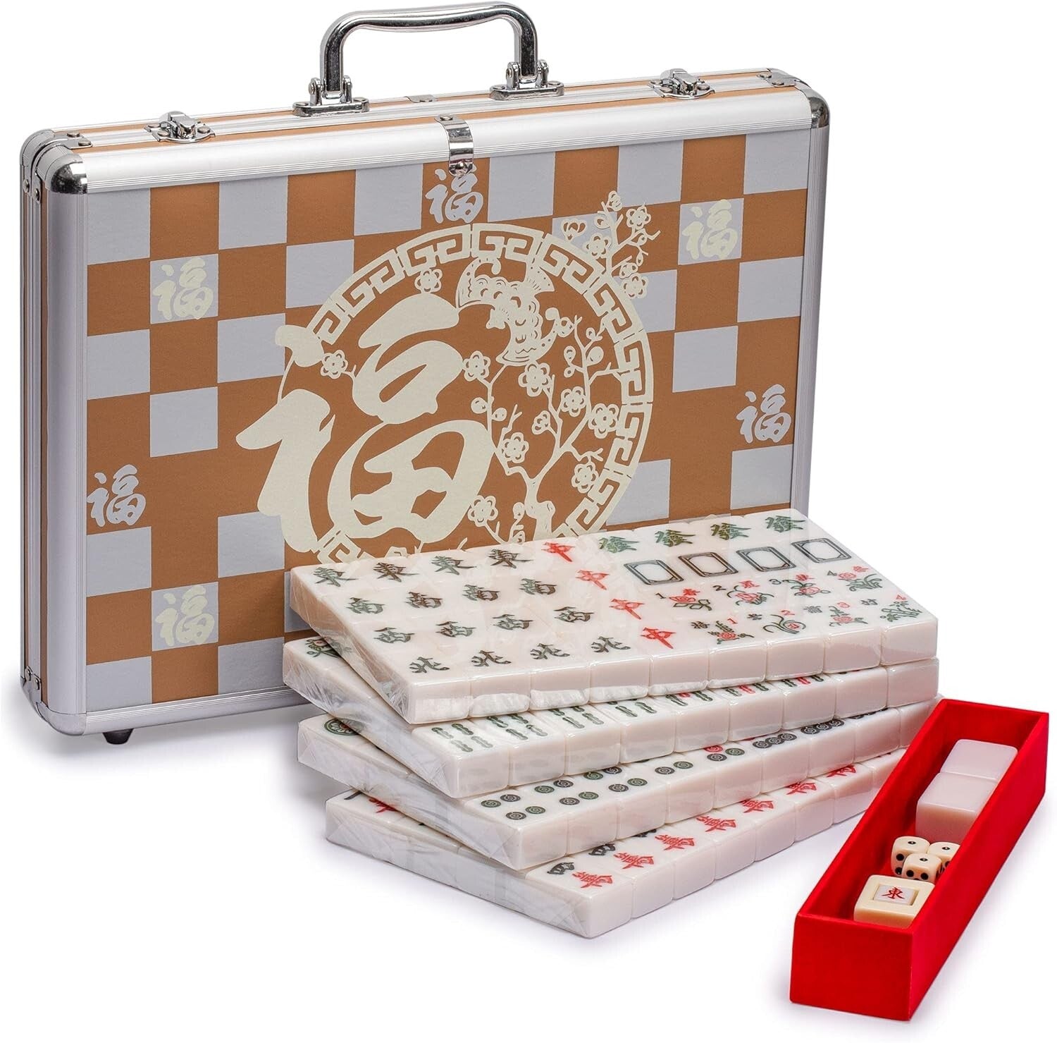 Deluxe Chinese Mahjong Set - 146 Tiles, 3 Dice, Wind Indicator in Portable Case
