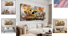 Load image into Gallery viewer, Colorful 24x48 IN Cow Graffiti Print - Fun Wall Art for Game Rooms or Offices