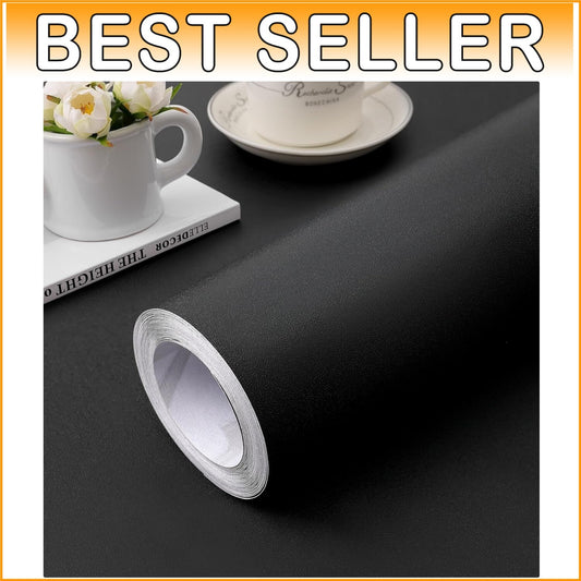 Modern Solid Black Contact Paper - 15.7" x 984.2" for Effortless Application
