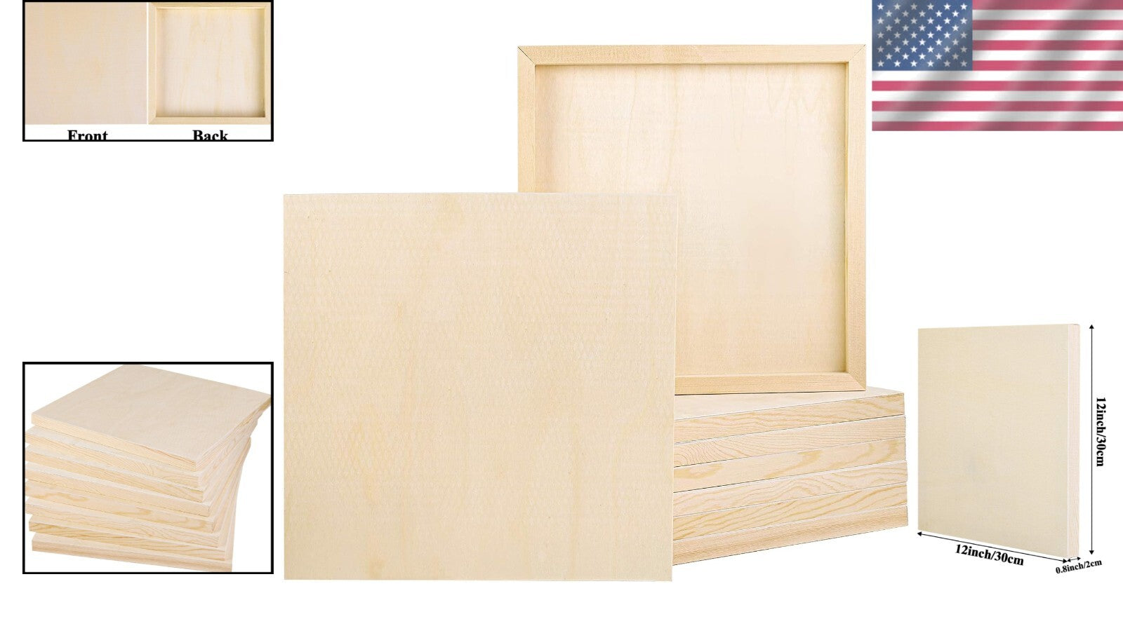 Lightweight 12x12 Wood Canvas Panels - Perfect for Oil, Acrylic, and More