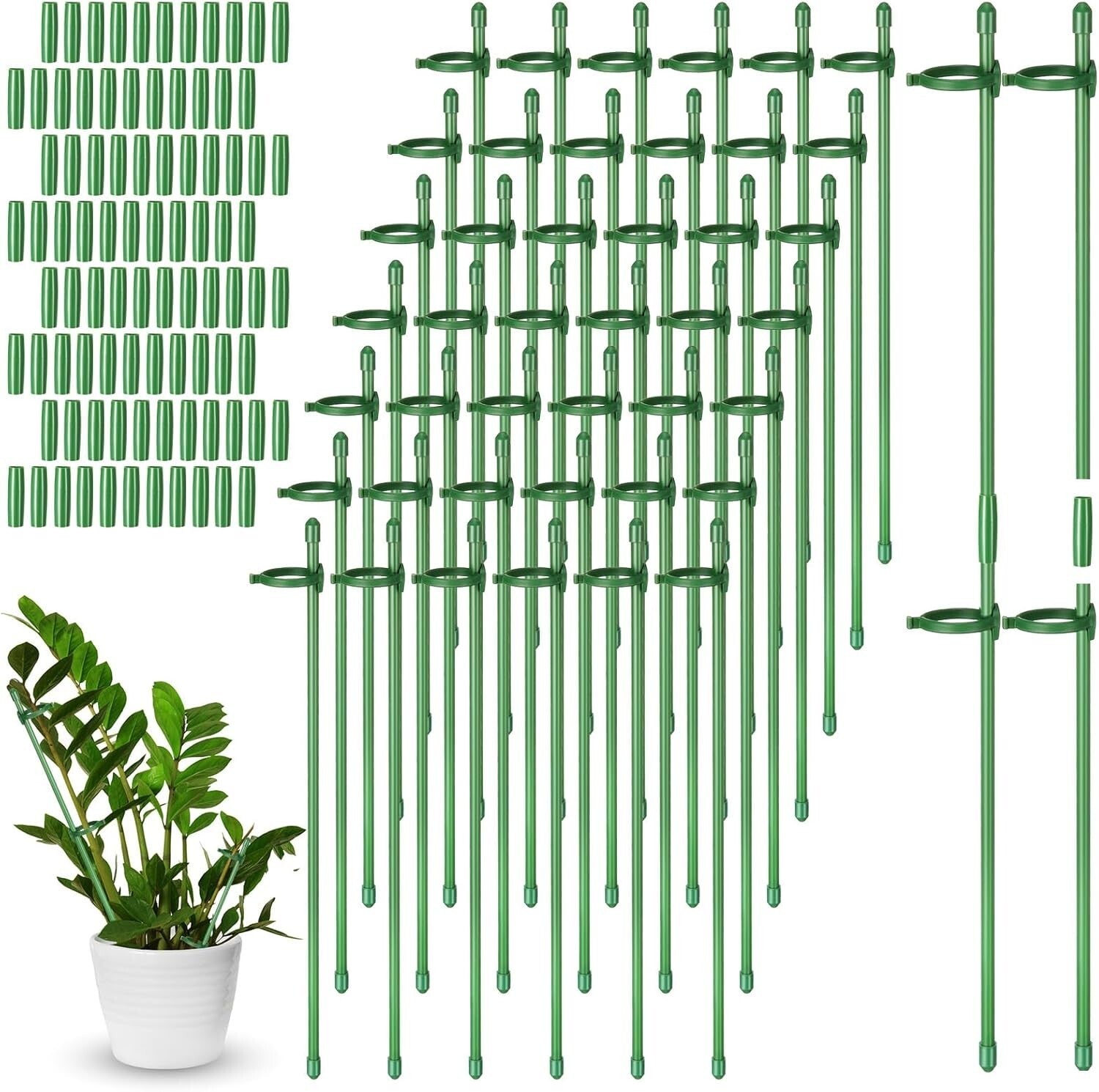Fiberglass 12-Inch Plant Support Stakes Set - 120 Pcs for All Single-Stem Plants