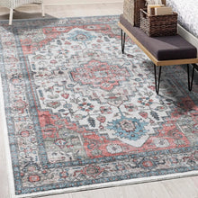 Load image into Gallery viewer, Non-Slip 5x7 Orange Boho Area Rug - Machine Washable for Living Room and Bedroom