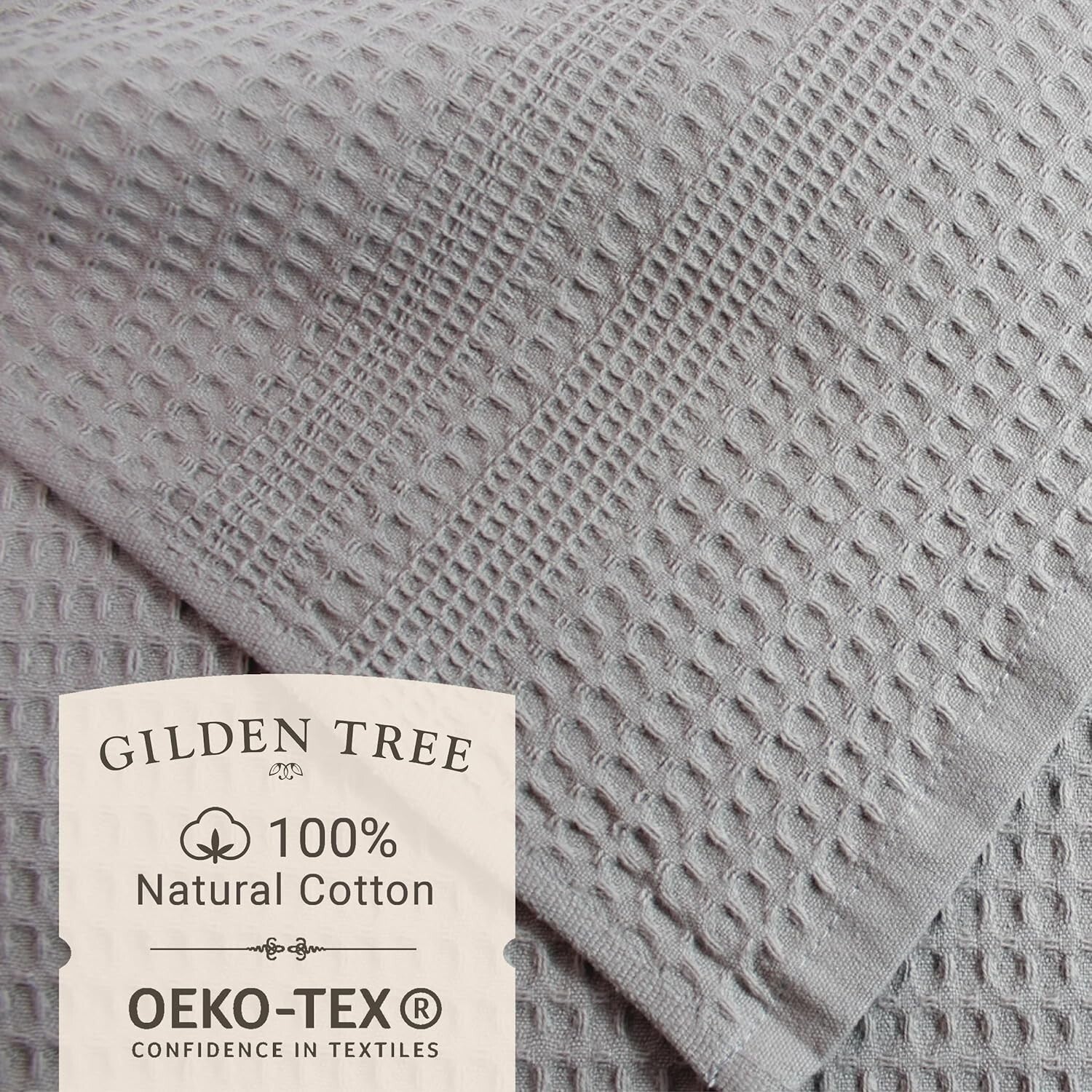Elegant Pewter Waffle Bath Sheet: Quick Drying, Lint Free, 100% Cotton