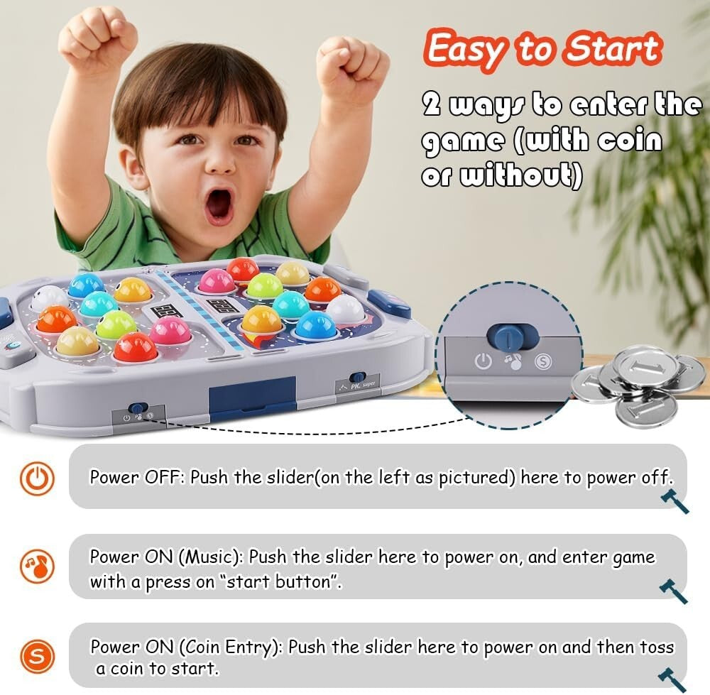 Safe and Sturdy Whack Mole Game with Sound & Light - Ideal for Young Children