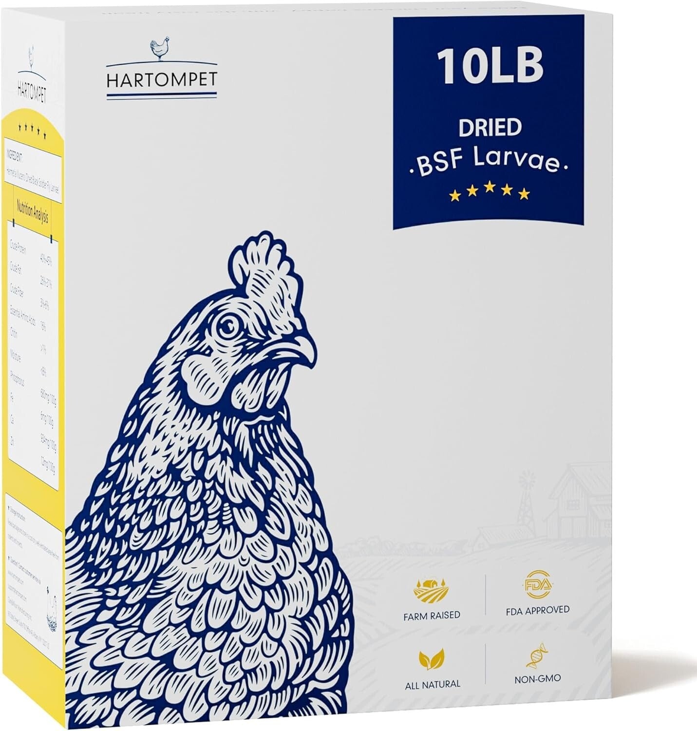 10LB Dried BSF Larvae - High-Protein, Natural Feed for Poultry, Birds & Reptiles