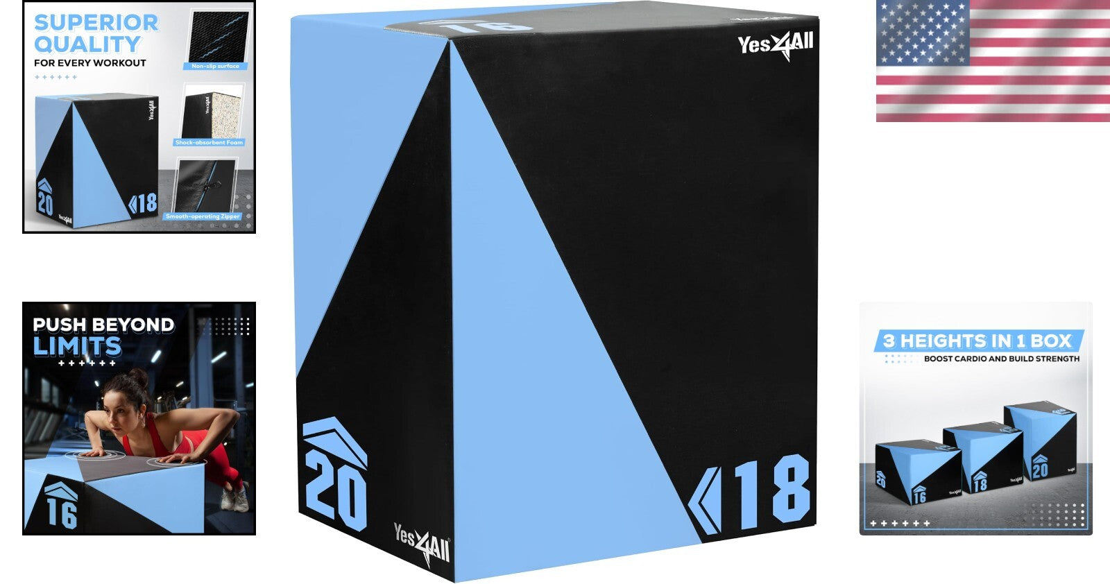 Versatile Anti-Slip Plyo Jump Box - 3 Height Settings for Maximum Performance