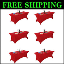 Load image into Gallery viewer, Transform Your Events with 6-Pack Red Spandex Fitted Table Covers for 6ft Tables