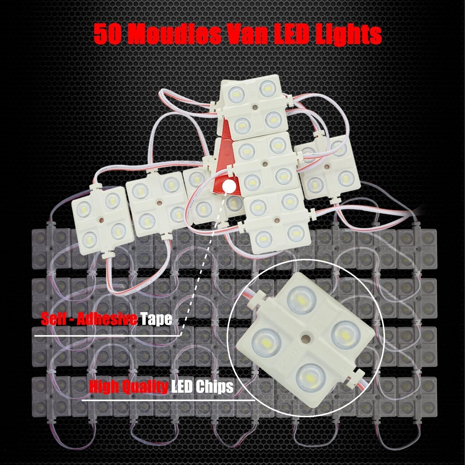 Energy-Saving 12V LED Interior Lights - 200 High Brightness Modules for Vehicles