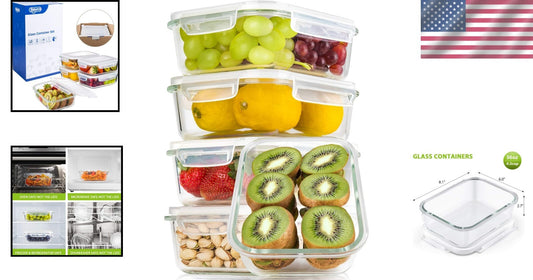 Durable 36oz Airtight Glass Containers - 5 Set | Perfect for Meal Prep & Storage