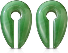 Load image into Gallery viewer, Elegant Jade Green Semi-Precious Keyhole Hanging Plug Earrings - Sold as a Pair