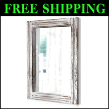Load image into Gallery viewer, 28"x18" Decorative Rustic White Framed Wall Mirror - Perfect for Home Styling