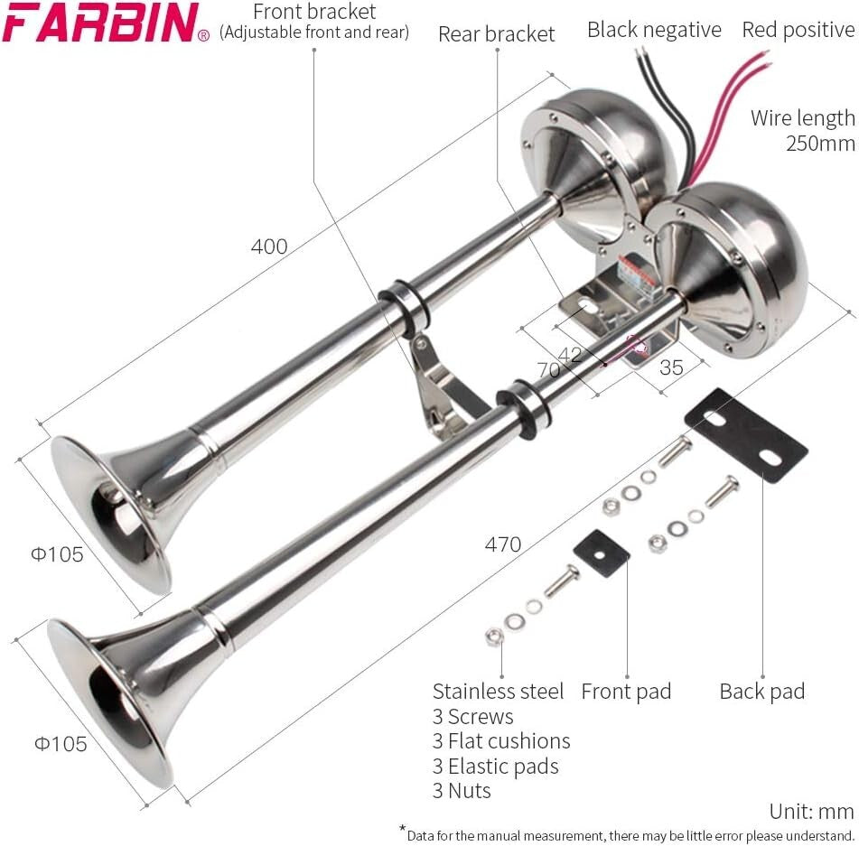Durable Stainless Steel Dual Trumpet Horn for Boats, RVs, and Off-Road Vehicles
