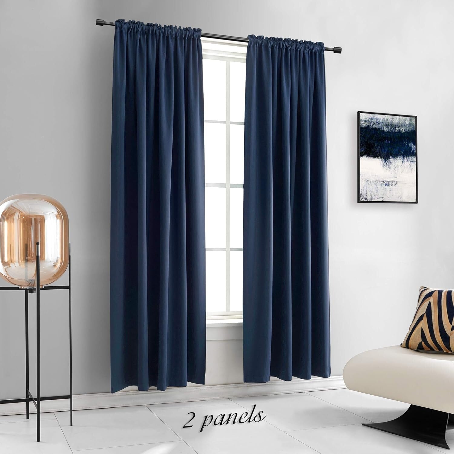 Elegant Navy Blue Blackout Drapes 84” Long, 60” Wide - Perfect for Modern Rooms