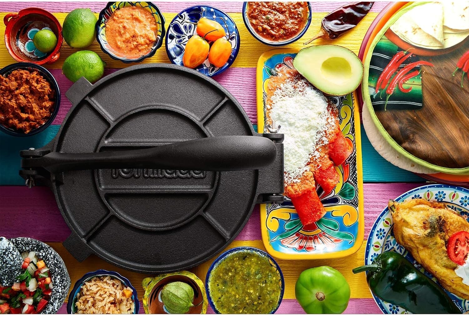 Durable 10-Inch Cast Iron Tortilla Maker with E-Book of 50 Delicious Recipes