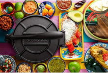 Load image into Gallery viewer, Durable 10-Inch Cast Iron Tortilla Maker with E-Book of 50 Delicious Recipes