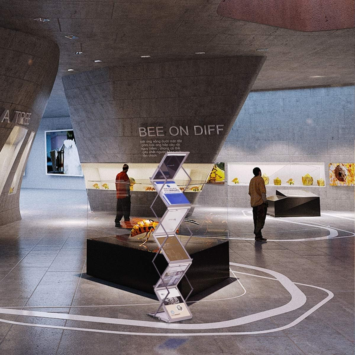 Lightweight A4 Aluminum Magazine Rack - Freestanding 6 Pocket Display Stand