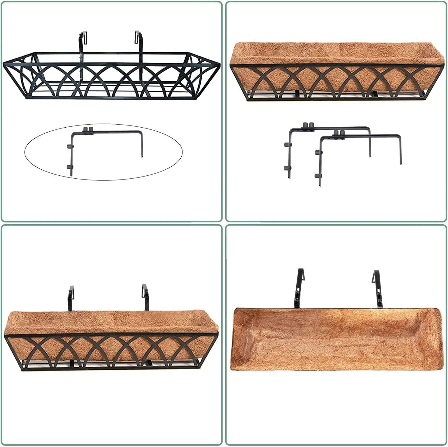 Durable 24-Inch Hanging Metal Planters with Coco Liner for Outdoor Gardens