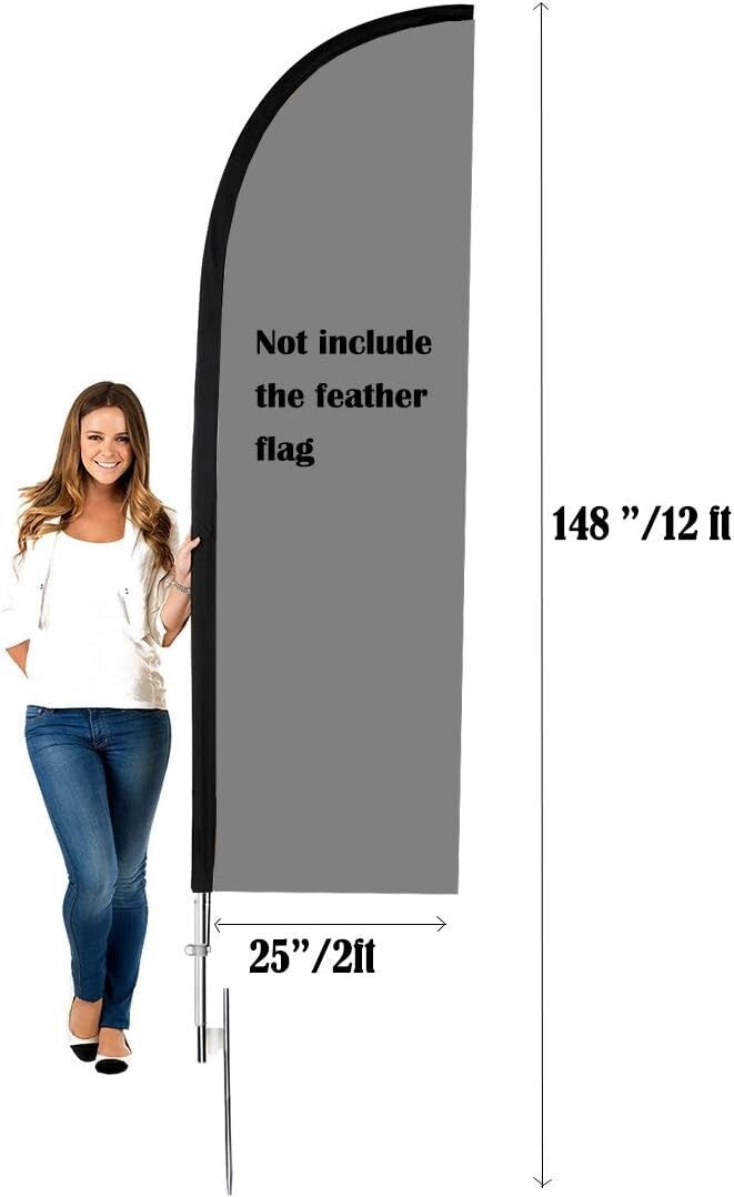 Durable 2-Pack Feather Flag Pole Kit - Easy Setup, 12FT Tall & Weather-Resistant