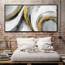 Load image into Gallery viewer, Versatile 29"X58" Large Abstract Wall Art in Black, White &amp; Gold - Perfect Gift