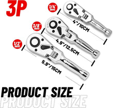 Load image into Gallery viewer, Flexible Head Stubby Ratchet Set - 1/2, 3/8, and 1/4 Inch Drive Wrenches