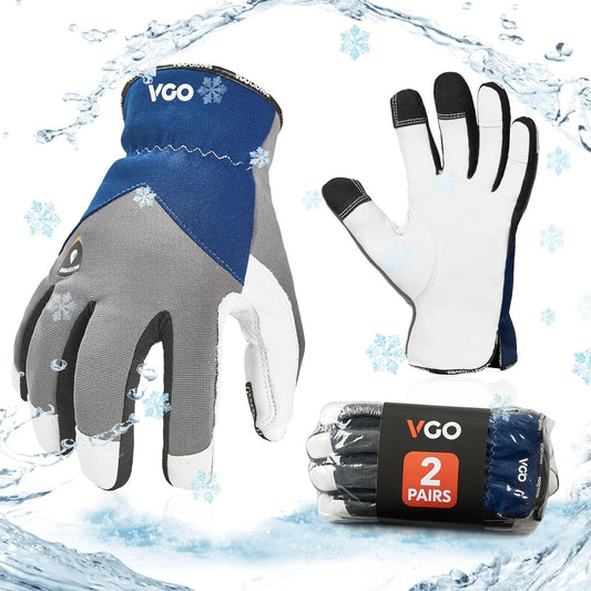 Ergonomic Winter Work Gloves - Thinsulate Insulated Leather, Touchscreen Ready