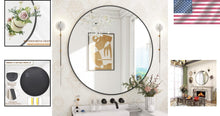 Load image into Gallery viewer, Wall-Mounted 30 Inch Round Mirror with Crystal Clear Reflection - Black Frame