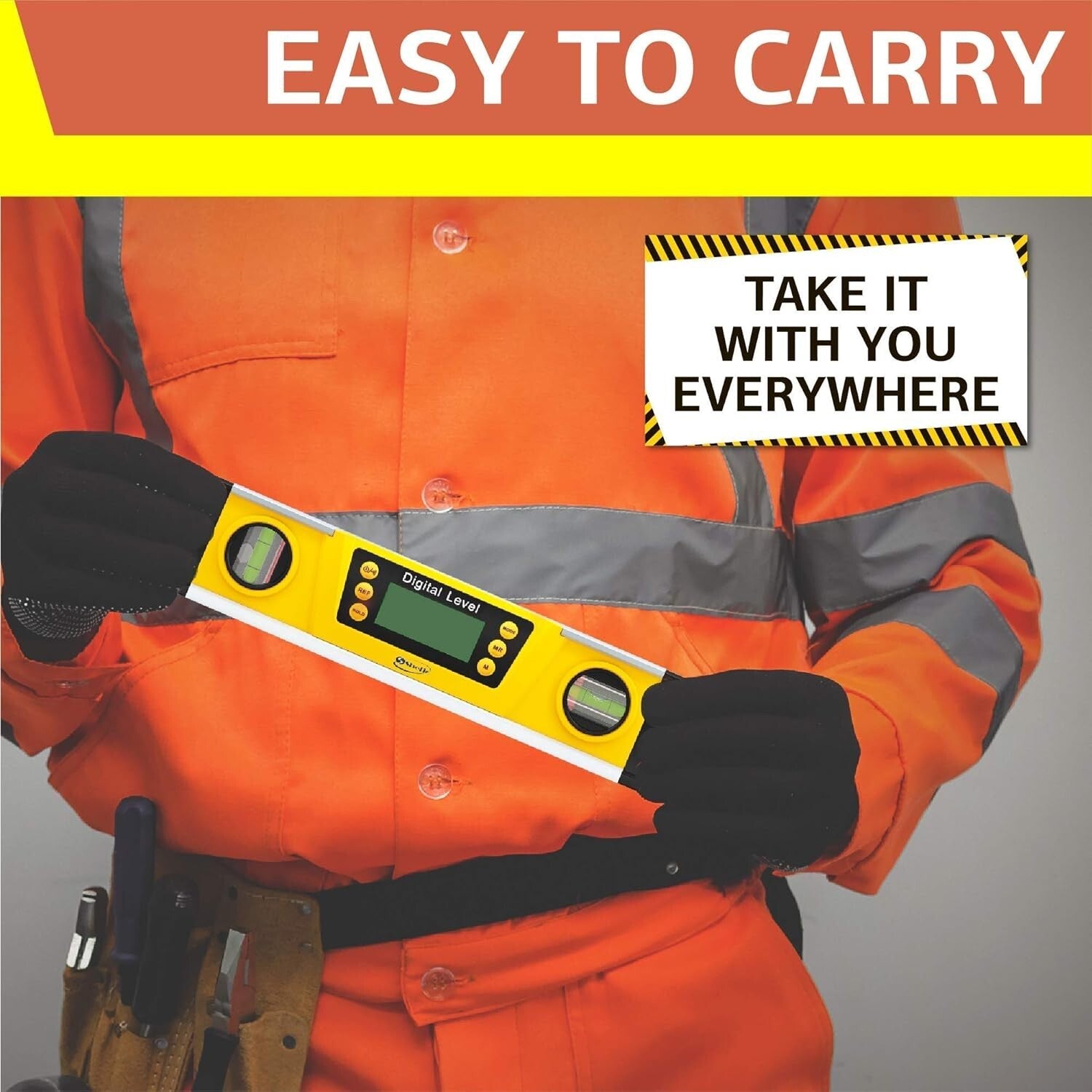 Precision Digital Level - 10-Inch with LCD & 8 Angle Storage for Contractors