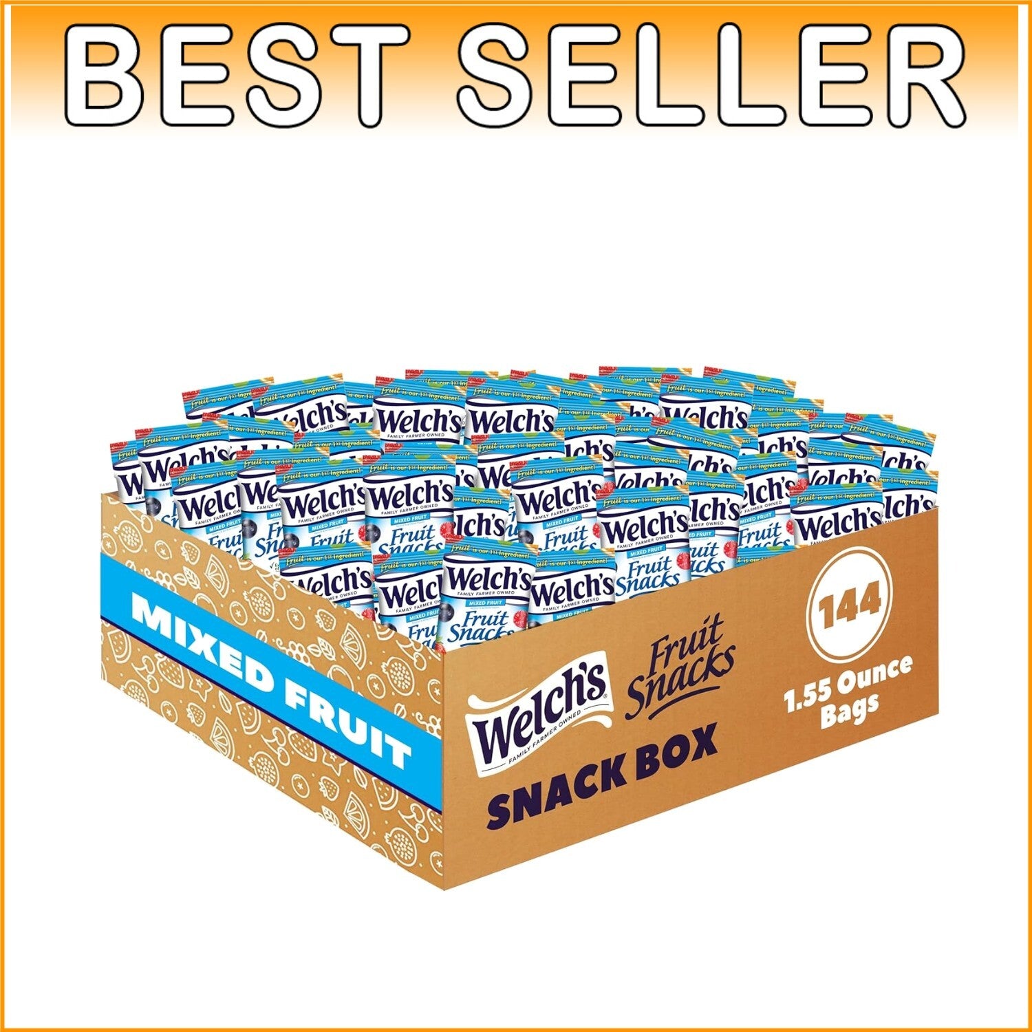 Delicious Mixed Fruit Snacks, Gluten-Free - Perfect for School Lunches, 144 Pack