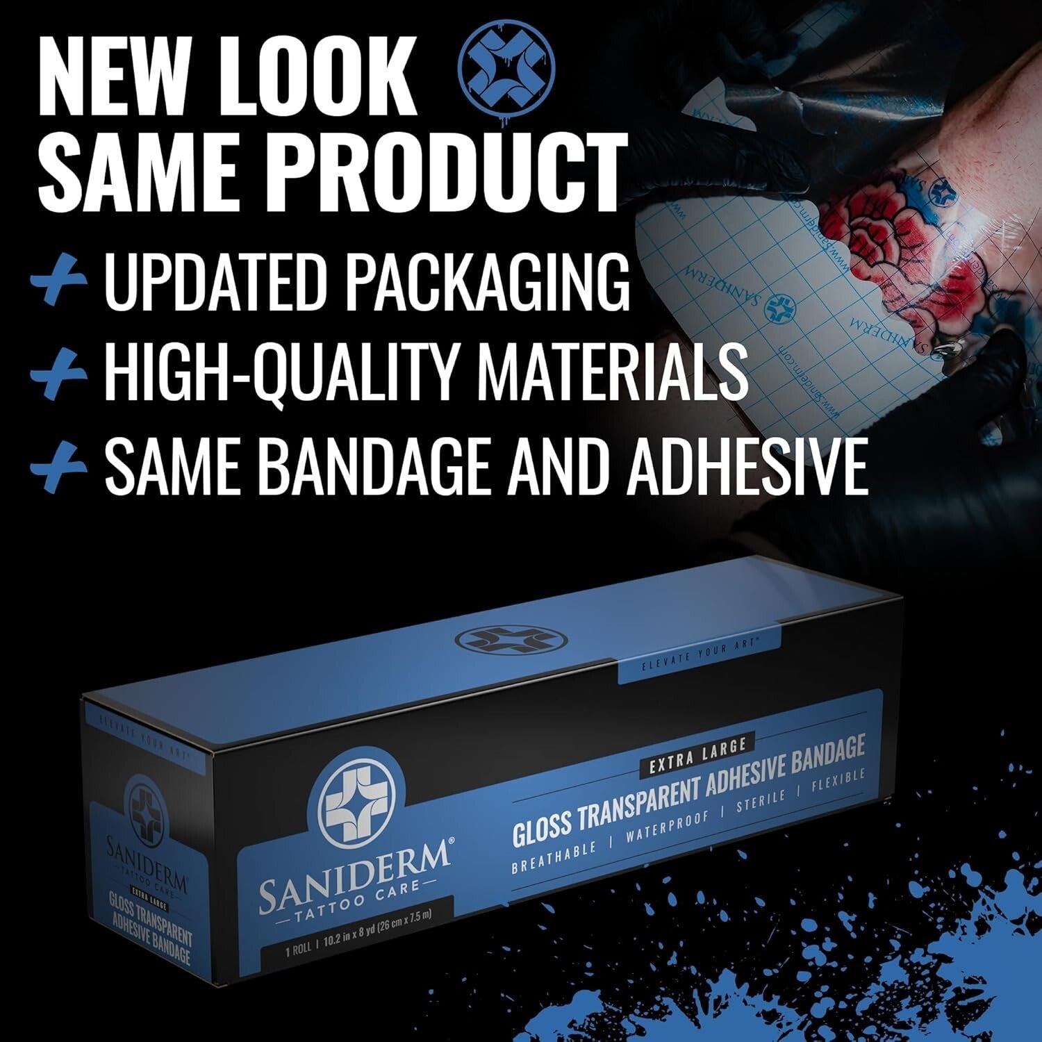 Extra Large Tattoo Aftercare Bandage Roll, 10.2in x 8yd - Waterproof & Sterile