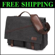 Load image into Gallery viewer, Elegant Cotton Canvas Messenger Bag with 14 Pockets - Ideal for Work &amp; Travel