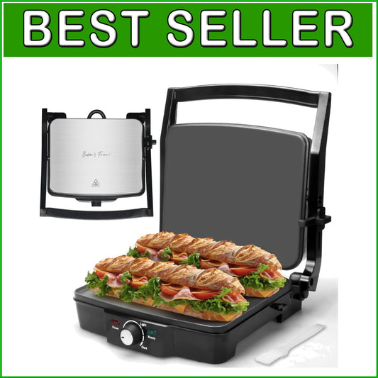 Family-Friendly Panini Maker & Grilled Cheese Machine with Recipe Book Included