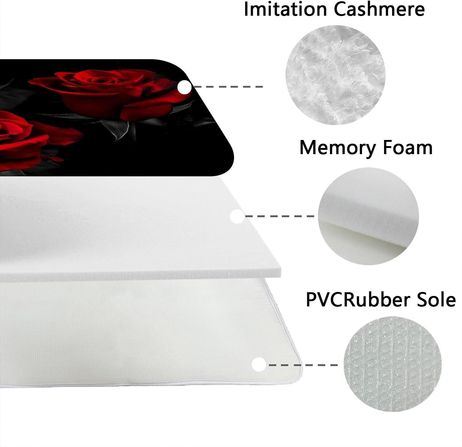 Elegant 4-Piece Rose Shower Curtain Set – Waterproof Floral Bathroom Decor