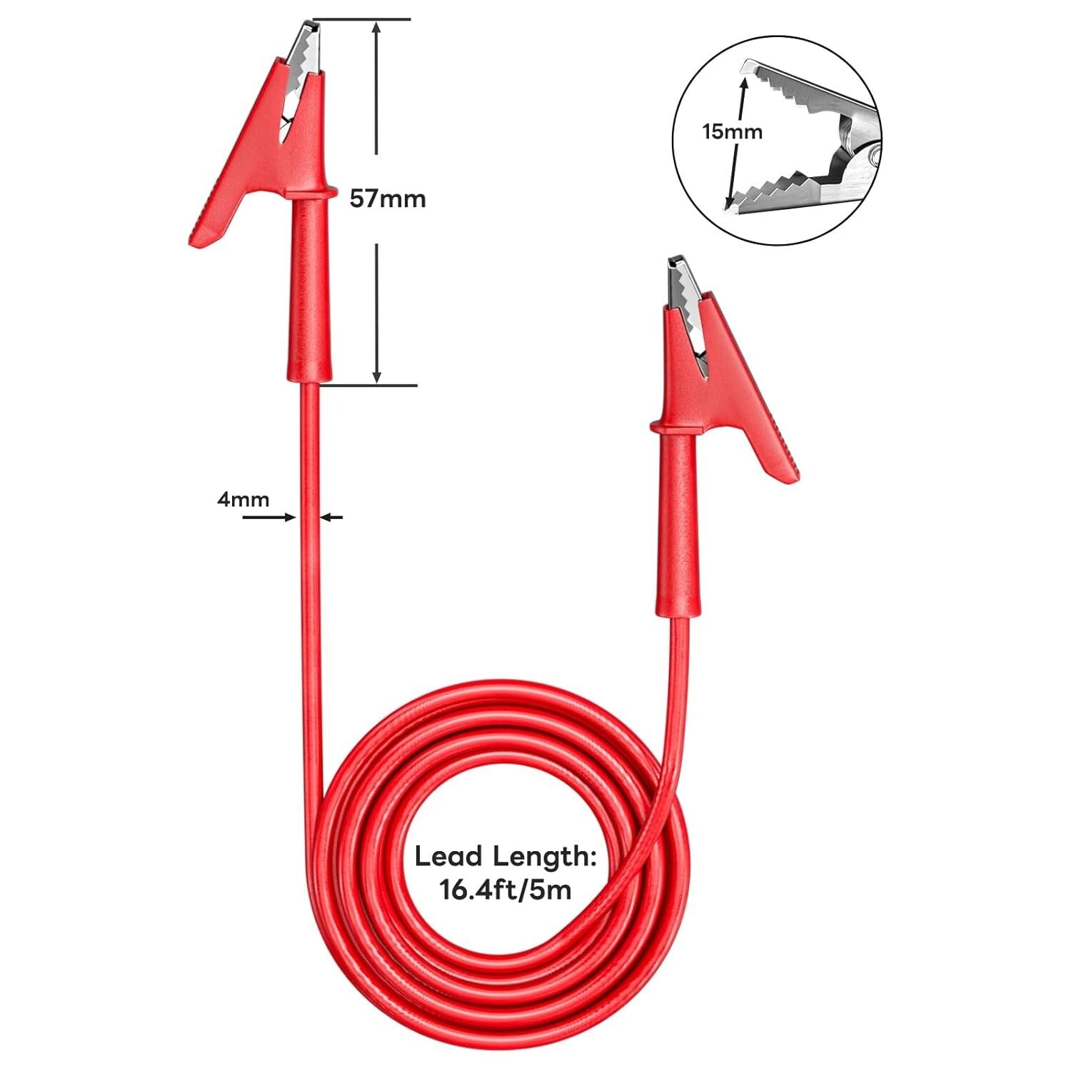 5PCS Alligator Clips Test Leads - Dual-Ended Copper Wire 16.4ft for Safety Te...