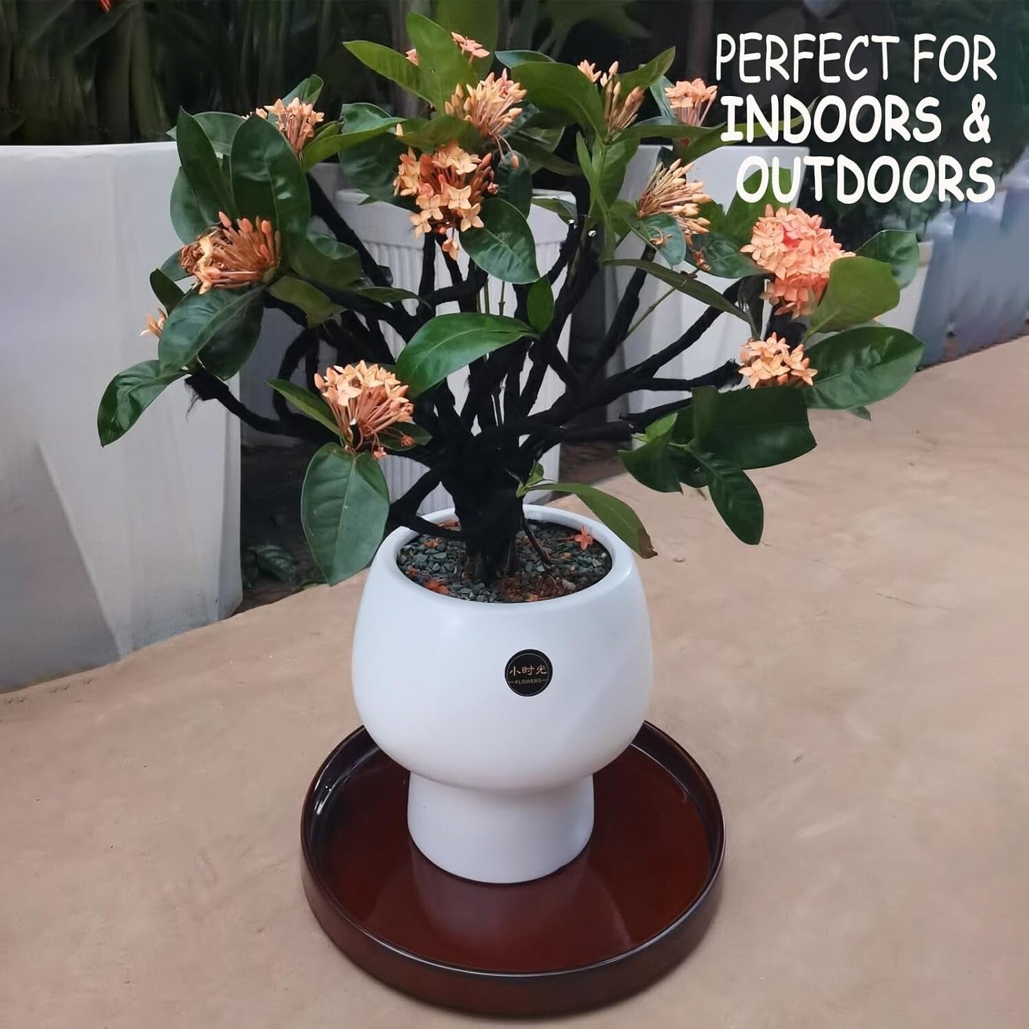 Elegant 12.5-Inch Ceramic Plant Saucer for Indoor & Outdoor Water Drainage